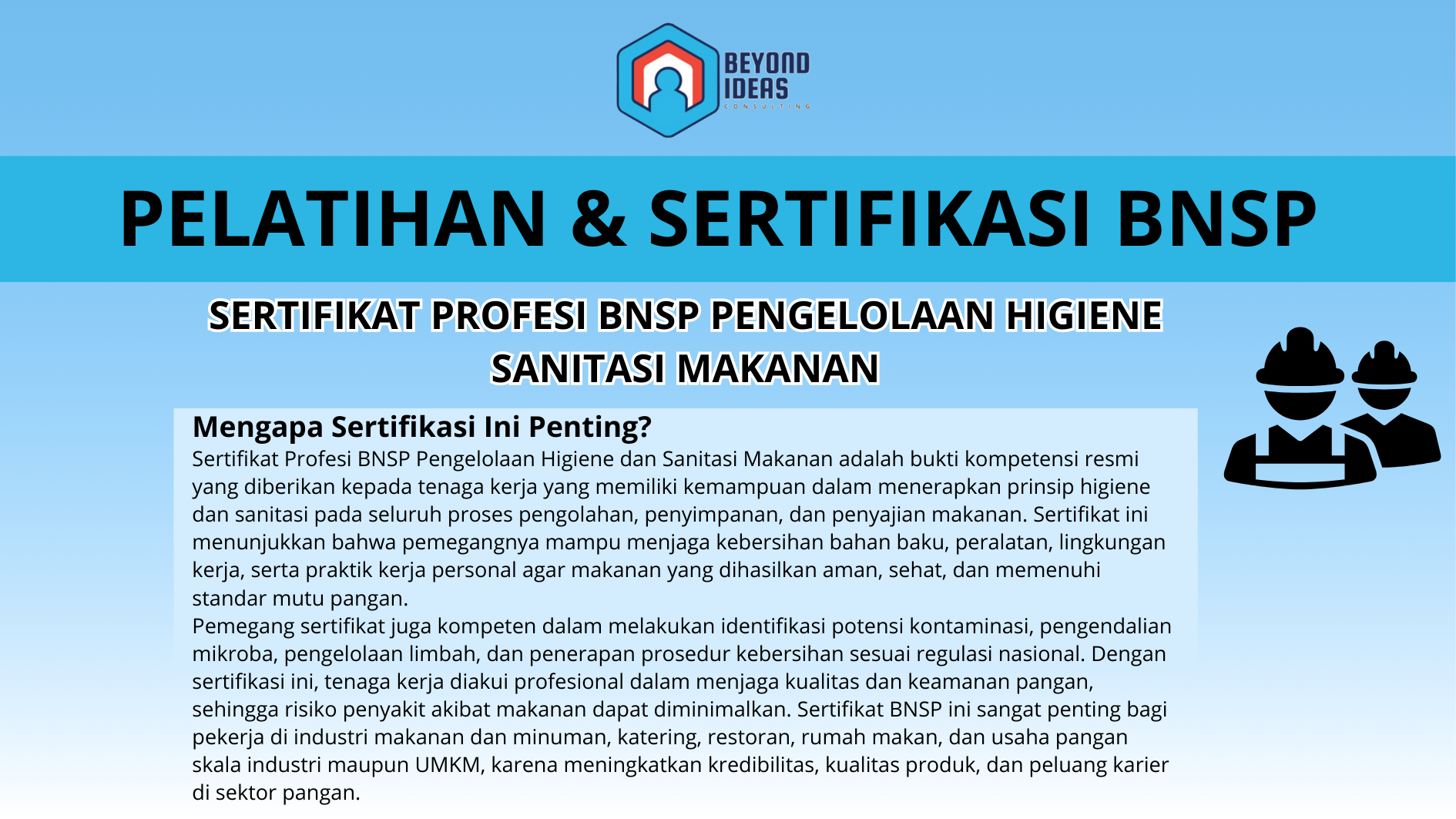 Sertifikat Profesi BNSP Pengelolaan Higiene Sanitasi Makanan